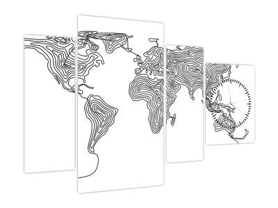 Obraz - Mapa v liniích (s hodinami)