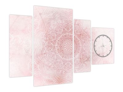 Bild auf Leinwand - Rosa Mandala (mit Uhr)