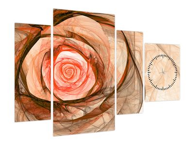 Bild auf Leinwand - Abstrakt rosa mit weißem Hintergrund (mit Uhr)