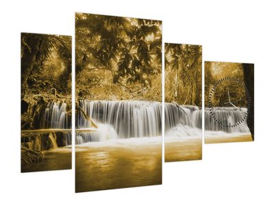 Bild auf Leinwand - Wasserfall, vintage (mit Uhr)