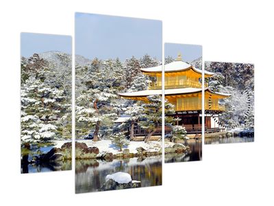 Bild auf Leinwand - Kinkakuji, Japan (mit Uhr)