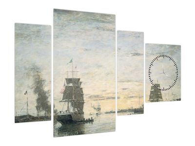 Kép - Eugène Boudin, Entrance to the Harbor, Le Havre, reprodukciók (órával)