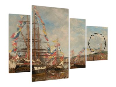 Kép - Eugène Boudin, Festival in the Harbor of Honfleur, reprodukciók (órával)