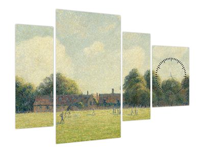 Obraz - Camille Pissarro, Hampton Court Green, reprodukce (s hodinami)