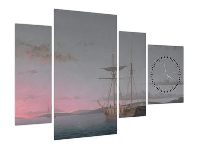 Obraz - Fitz Henry Lane, Lumber Schooners at Evening on Penobscot Bay, reprodukcje (z zegarem)