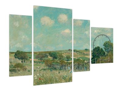 Obraz - Alfred Sisley,  Meadow, reprodukcje (z zegarem)