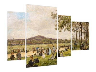 Obraz - French 19th Century, Race Course at Longchamps, reprodukcje (z zegarem)