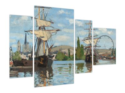 Obraz - Claude Monet, Ships Riding on the Seine at Rouen, reprodukcje (z zegarem)