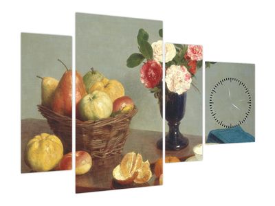 Obraz - Henri Fantin-Latour, Still  Life, reprodukcje (z zegarem)