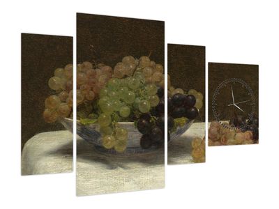 Obraz - Henri Fantin-Latour, Still Life with Grapes and a Carnation, reprodukcje (z zegarem)