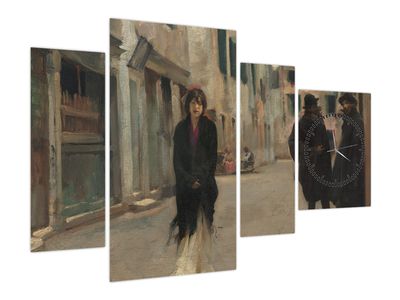 Obraz - John Singer Sargent, Street in Venice, reprodukcje (z zegarem)