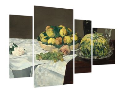 Obraz - Edouard Manet, Still Life with Melon and Peaches, reprodukcje (z zegarem)