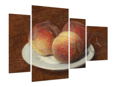 Obraz - Henri Fantin-Latour, Three Peaches on a Plate, reprodukcje (z zegarem)