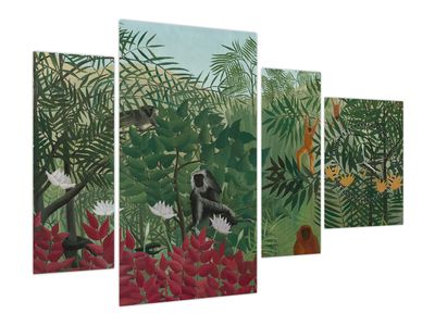 Obraz - Henri Rousseau, Tropical Forest with Monkeys, reprodukcje (z zegarem)