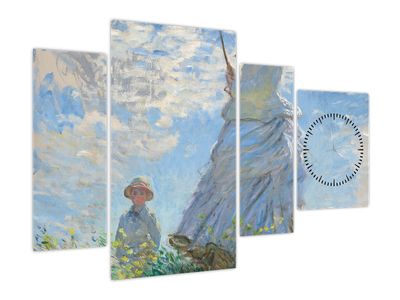 Obraz - Claude Monet, Woman with a Parasol - Madame Monet and Her Son, reprodukcje (z zegarem)