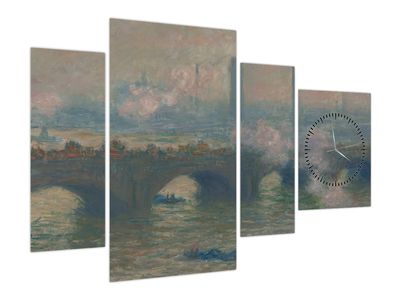 Obraz - Claude Monet, Waterloo Bridge, Gray Day, reprodukce (s hodinami)