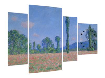 Obraz - Claude Monet, Poppy Field (Giverny), reprodukce (s hodinami)