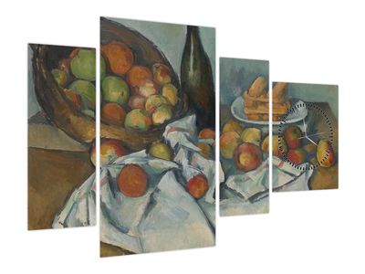 Obraz - Paul Cezanne, The Basket of Apples, reprodukce (s hodinami)