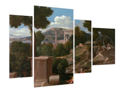 Obraz - Nicolas Poussin, Landscape with Saint John on Patmos, reprodukce (s hodinami)