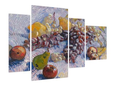 Obraz - Vincent van Gogh, Grapes, Lemons, Pears, and Apples, reprodukce (s hodinami)