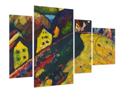 Obraz - Vasily Kandinsky, Houses at Murnau, reprodukce (s hodinami)