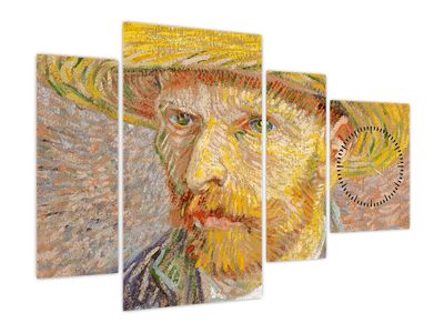 Obraz - Vincent van Gogh, Self-Portrait with a Straw Hat (The Potato Peeler), reprodukce (s hodinami)