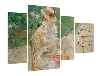 Obraz - Berthe Morisot French, Young Woman Knitting, reprodukce (s hodinami)