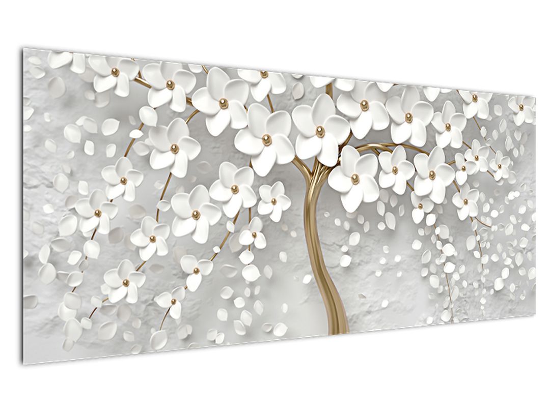 Obraz bílého stromu s květinami (V020977V12050)