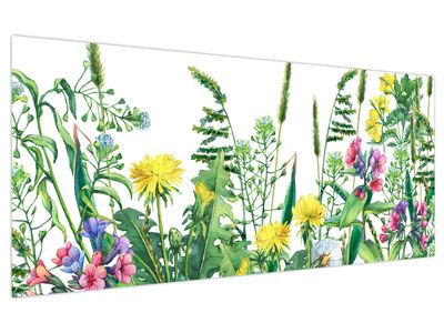 Bild auf Leinwand - Gemalte Wiesenblumen