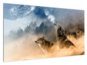 Obraz - wilki wyjące do księżyca (V020509V12070)