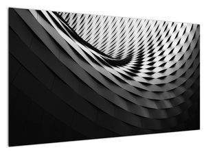 Tablou abstract - spirală alb neagră