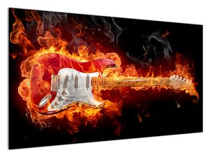 Obraz - Gitara w płomieniach