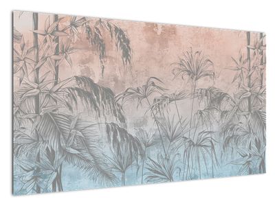 Schilderij - Tropische planten op de muur
