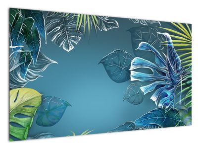 Schilderij - Bladeren van tropische planten