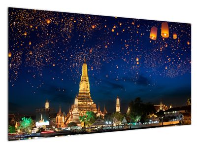 Schilderij - Gelukslampionnen, Bangkok