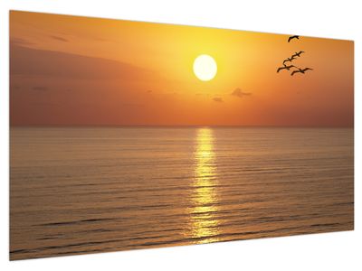 Bild auf Leinwand - Sonnenuntergang über dem Meer