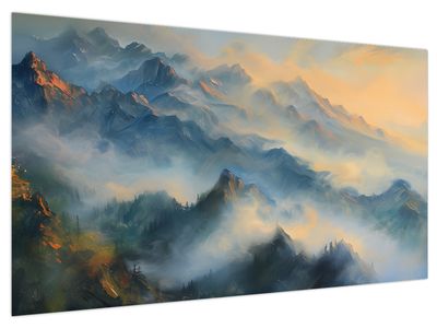 Bild auf Leinwand - Gemalte Berglandschaft