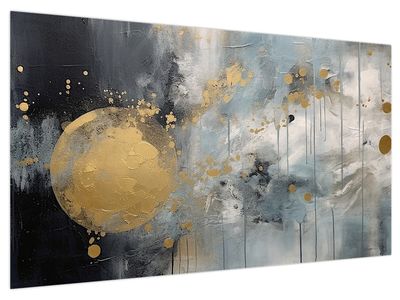 Schilderij - Abstractie met gouden bal