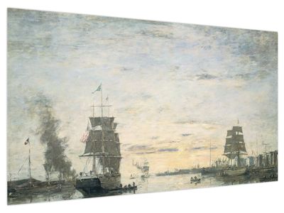 Schilderij - Eugène Boudin, Entrance to the Harbor, Le Havre, reproducties