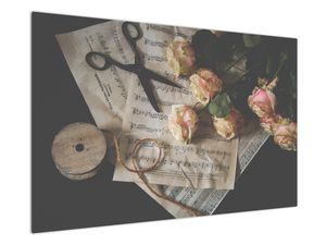 Slika glazbenih nota i ruža