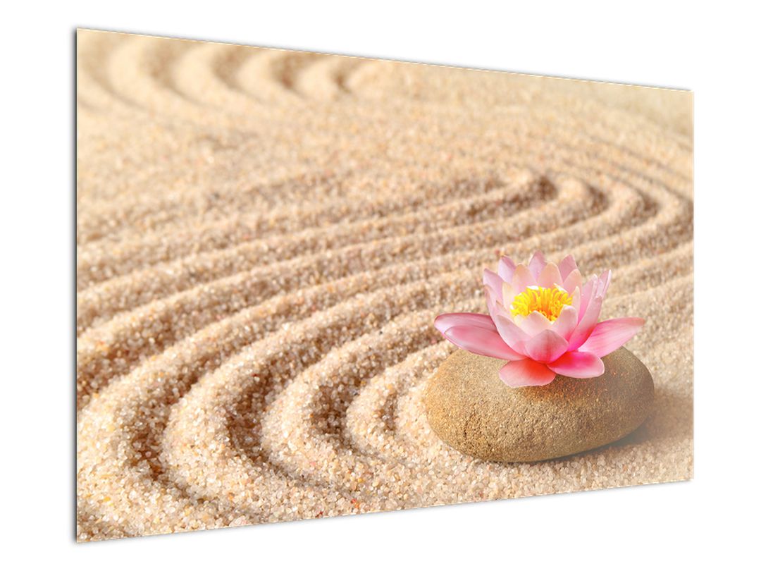 Tablou cu piatră și floare pe nisip (V020864V12080)