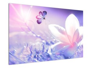 Obraz - Motyl lecący do kwiatu