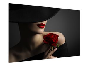 Slika - Ženska z vrtnico