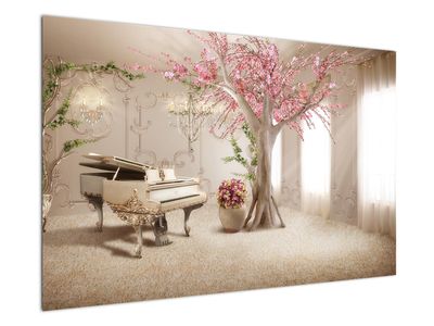 Slika - Sanjski interier s klavirjem