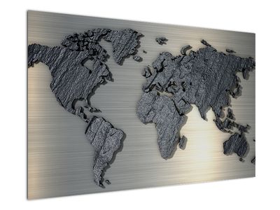 Obraz - Mapa sveta v kovovom designe