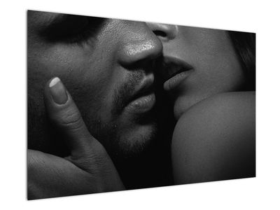 Tablou - Sărutul, fotografie alb-negru