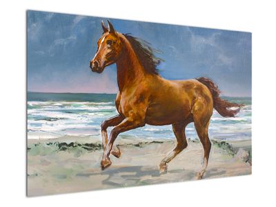 Schilderij - Paard op het strand