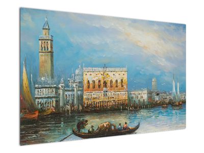 Tablou - Gondola care trece prin Veneția, pictură în ulei