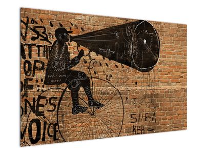 Slika - Moški na kolesu v stilu Banksyja
