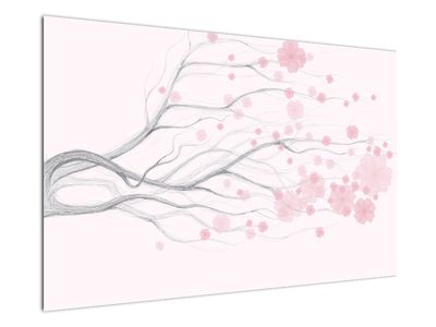 Schilderij - Roze bloemen